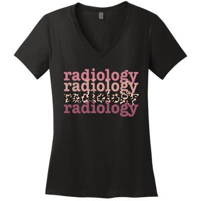 Radiology Leopard Technician Xray Tech Boho Nurse Men Women Women's V-Neck T-Shirt