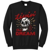 Retro Livin The Dream Skull With Rose Western Southerm Sweatshirt