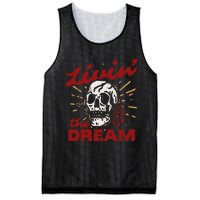 Retro Livin The Dream Skull With Rose Western Southerm Mesh Reversible Basketball Jersey Tank