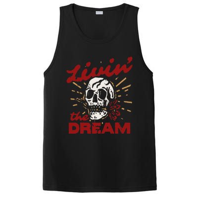 Retro Livin The Dream Skull With Rose Western Southerm PosiCharge Competitor Tank