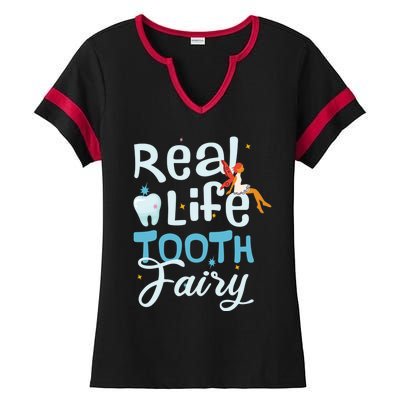 Real Life Tooth Fairy Tooth Teeth Cool Gift Ladies Halftime Notch Neck Tee