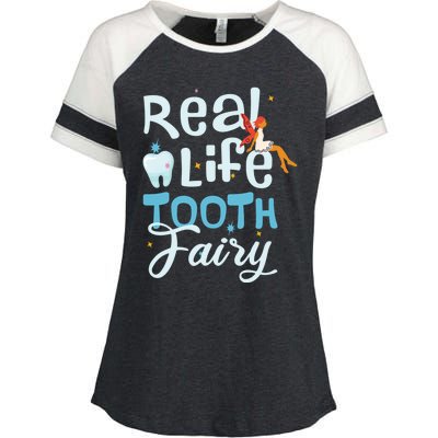 Real Life Tooth Fairy Tooth Teeth Cool Gift Enza Ladies Jersey Colorblock Tee