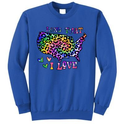 Retro Land That I Love Tie Dye Patriotic Aesthetic Usa Map Cool Gift Tall Sweatshirt