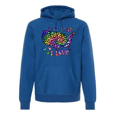 Retro Land That I Love Tie Dye Patriotic Aesthetic Usa Map Gift Premium Hoodie