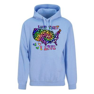 Retro Land That I Love Tie Dye Patriotic Aesthetic Usa Map Gift Unisex Surf Hoodie