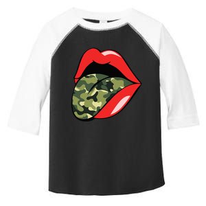 Red Lips Tongue Camouflage Military Trendy Grunge Toddler Fine Jersey T-Shirt