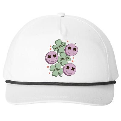 Retro Luckiest Teacher Ever St Patricks Day For School Teacher Snapback Five-Panel Rope Hat