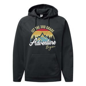 Retro Let The 3rd Grade Adventure Begin Fourth Grade Teacher Performance Fleece Hoodie