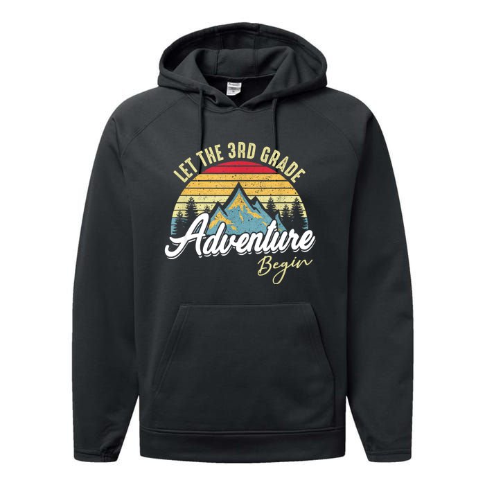 Retro Let The 3rd Grade Adventure Begin Fourth Grade Teacher Performance Fleece Hoodie