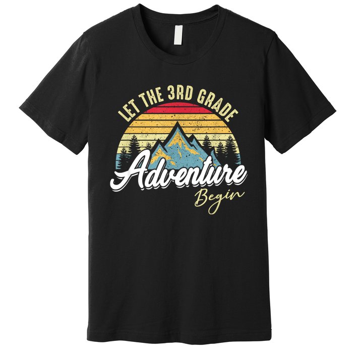 Retro Let The 3rd Grade Adventure Begin Fourth Grade Teacher Premium T-Shirt