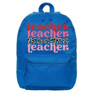 Retro Leopard Teacher Eletary School Great Gift 16 in Basic Backpack