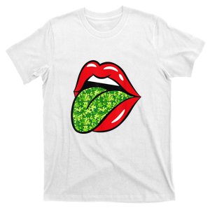 Red Lips Tongue St Patrick's Day Green Saint Paddys T-Shirt