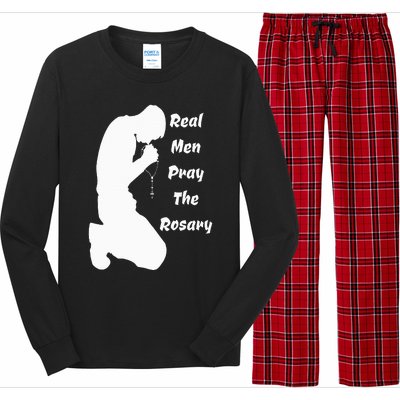 Real Like To Pray The Rosary Kneeling Man Praying Image Long Sleeve Pajama Set