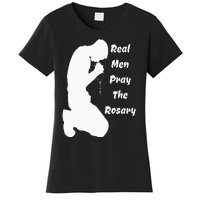 Real Like To Pray The Rosary Kneeling Man Praying Image Women's T-Shirt