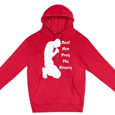 Real Like To Pray The Rosary Kneeling Man Praying Image Premium Pullover Hoodie