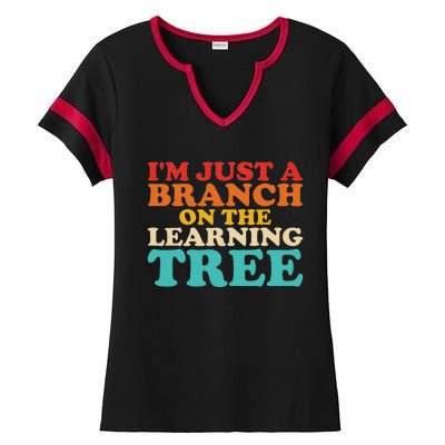 Retro Learning Tree Branch Design Ladies Halftime Notch Neck Tee