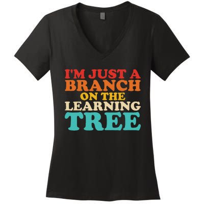 Retro Learning Tree Branch Design Women's V-Neck T-Shirt