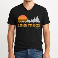 Retro Lake Tahoe California V-Neck T-Shirt