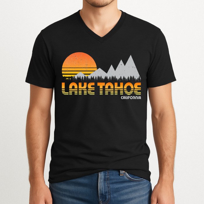 Retro Lake Tahoe California V-Neck T-Shirt