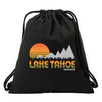 Retro Lake Tahoe California Drawstring Bag