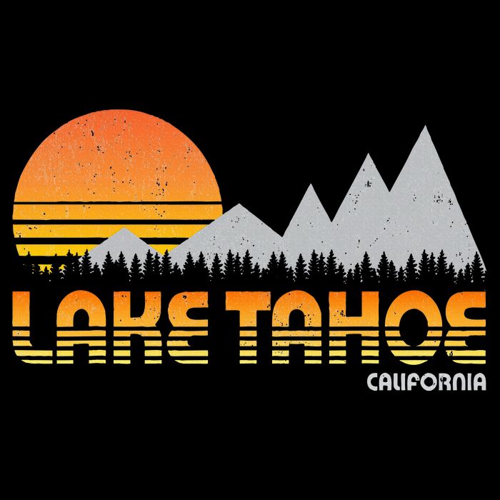 Retro Lake Tahoe California Drawstring Bag