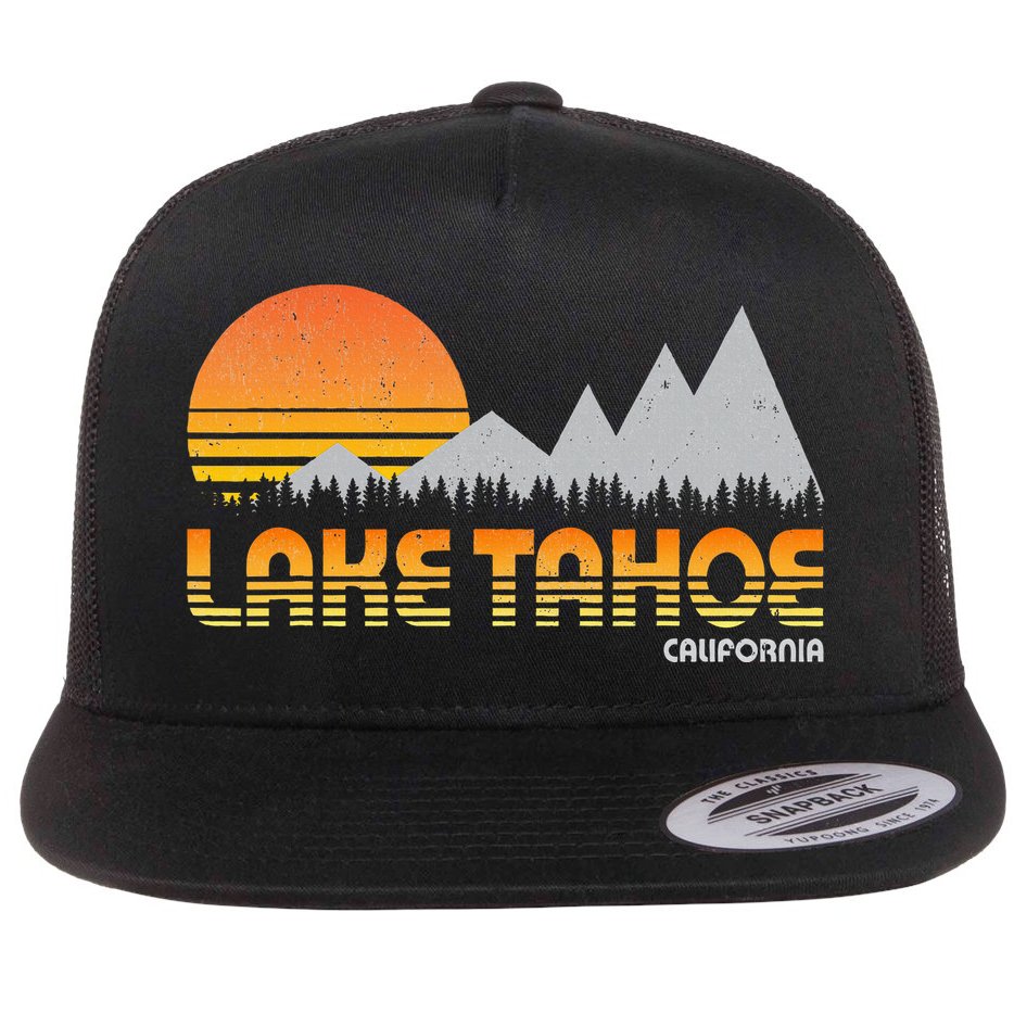 Retro Lake Tahoe California Flat Bill Trucker Hat