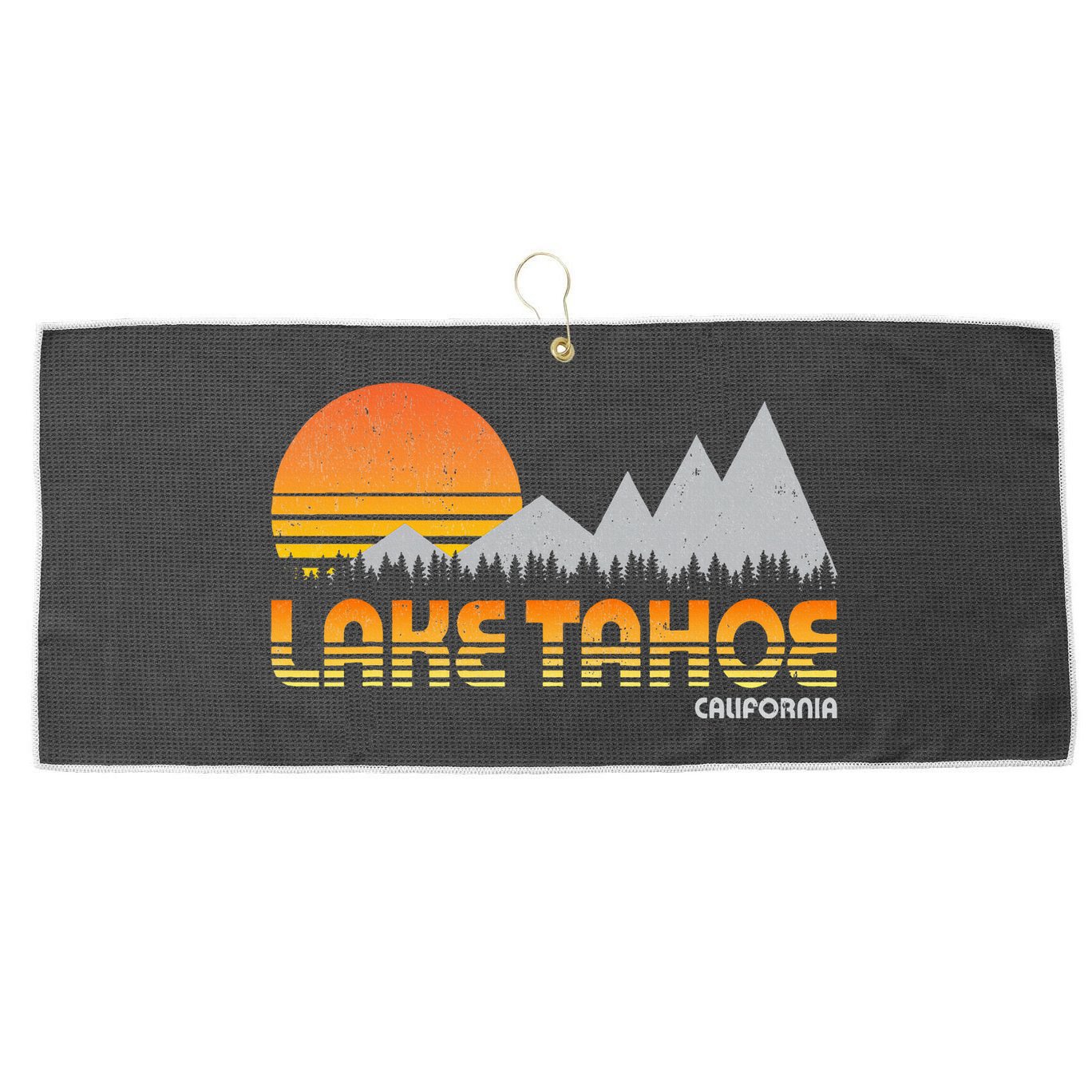 Retro Lake Tahoe California Large Microfiber Waffle Golf Towel