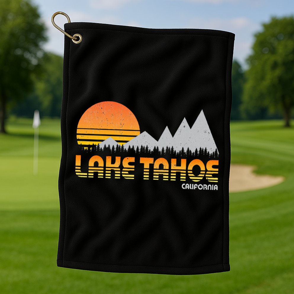 Retro Lake Tahoe California Golf Towel