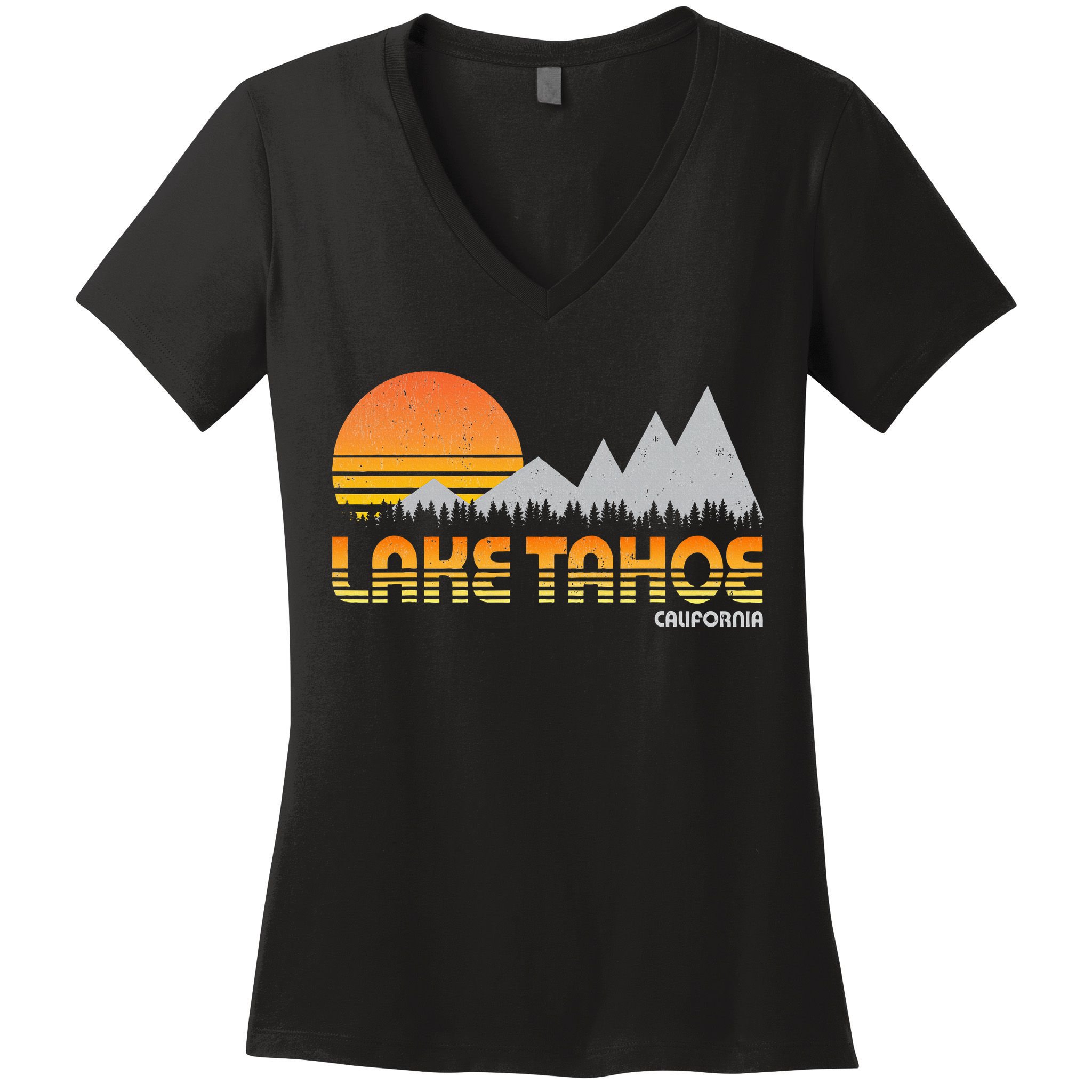 Retro Lake Tahoe California Women's V-Neck T-Shirt