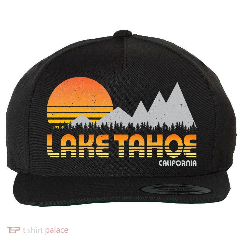 Retro Lake Tahoe California Wool Snapback Cap
