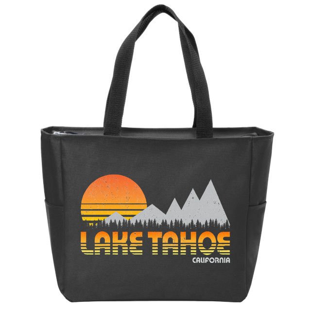 Retro Lake Tahoe California Zip Tote Bag