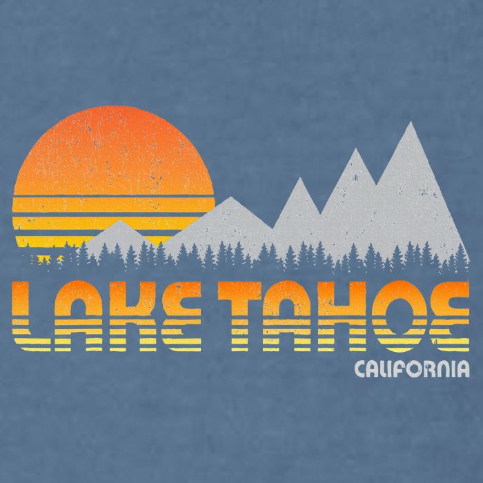 Retro Lake Tahoe California Garment-Dyed Sweatshirt