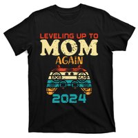 Retro Leveling Up To Mom Again 2024 Promoted To Mommy T-Shirt