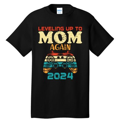 Retro Leveling Up To Mom Again 2024 Promoted To Mommy Tall T-Shirt