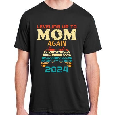 Retro Leveling Up To Mom Again 2024 Promoted To Mommy Adult ChromaSoft Performance T-Shirt