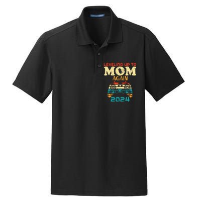 Retro Leveling Up To Mom Again 2024 Promoted To Mommy Dry Zone Grid Polo