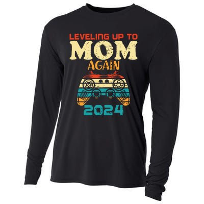 Retro Leveling Up To Mom Again 2024 Promoted To Mommy Cooling Performance Long Sleeve Crew