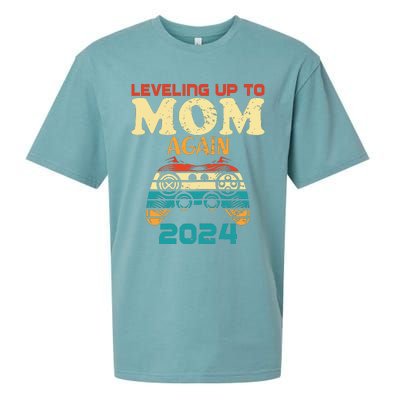 Retro Leveling Up To Mom Again 2024 Promoted To Mommy Sueded Cloud Jersey T-Shirt