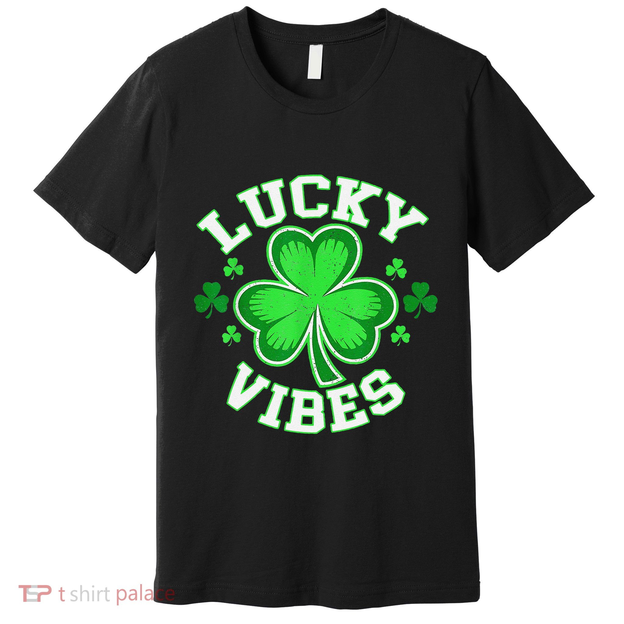 Retro Lucky Vibes St. Patrick’S Day Irish Four Leaf Clover Premium T-Shirt