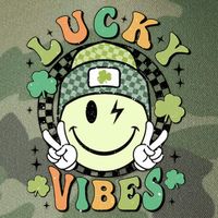 Retro Lucky Vibes St PatrickS Day Happy Face Shamrock Cute Gift Legacy Tie Dye Trucker Hat