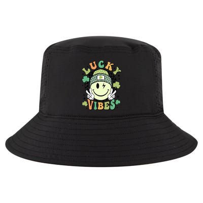 Retro Lucky Vibes St PatrickS Day Happy Face Shamrock Cute Gift Cool Comfort Performance Bucket Hat