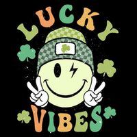 Retro Lucky Vibes St PatrickS Day Happy Face Shamrock Cute Gift Sustainable Bucket Hat