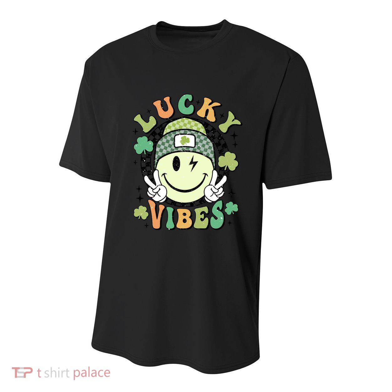 Retro Lucky Vibes St PatrickS Day Happy Face Shamrock Cute Gift Youth Performance Sprint T-Shirt