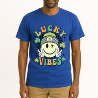 Retro Lucky Vibes St PatrickS Day Happy Face Shamrock Cute Gift Tall T-Shirt