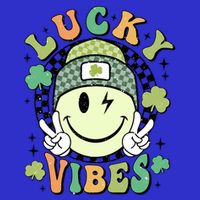 Retro Lucky Vibes St PatrickS Day Happy Face Shamrock Cute Gift 16 in Basic Backpack