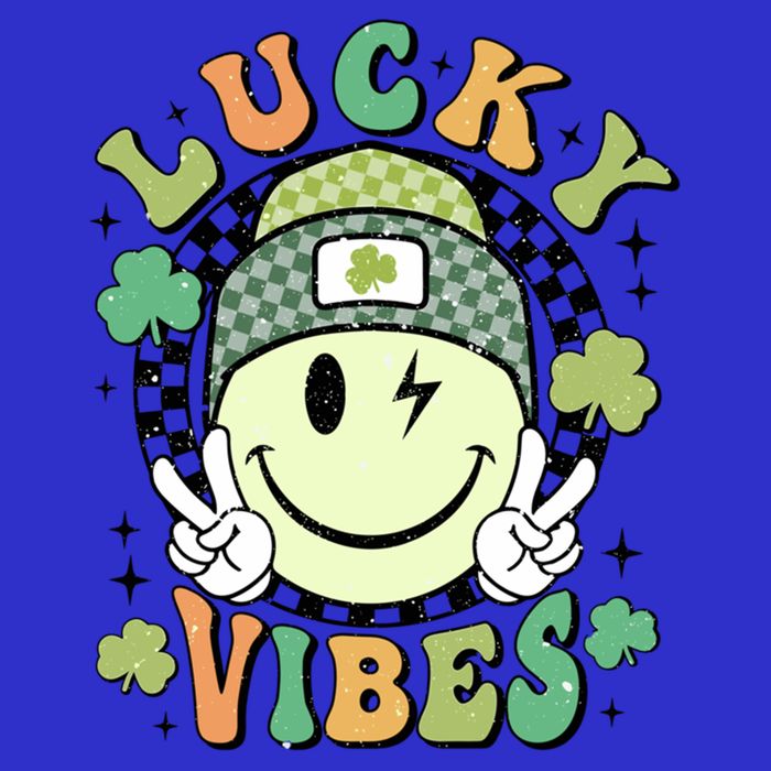 Retro Lucky Vibes St PatrickS Day Happy Face Shamrock Cute Gift 16 in Basic Backpack
