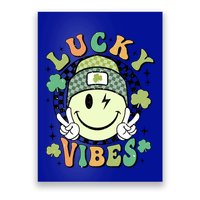Retro Lucky Vibes St PatrickS Day Happy Face Shamrock Cute Gift Poster