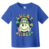 Retro Lucky Vibes St PatrickS Day Happy Face Shamrock Cute Gift Toddler T-Shirt