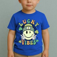 Retro Lucky Vibes St PatrickS Day Happy Face Shamrock Cute Gift Toddler T-Shirt