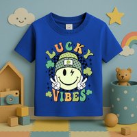 Retro Lucky Vibes St PatrickS Day Happy Face Shamrock Cute Gift Toddler T-Shirt